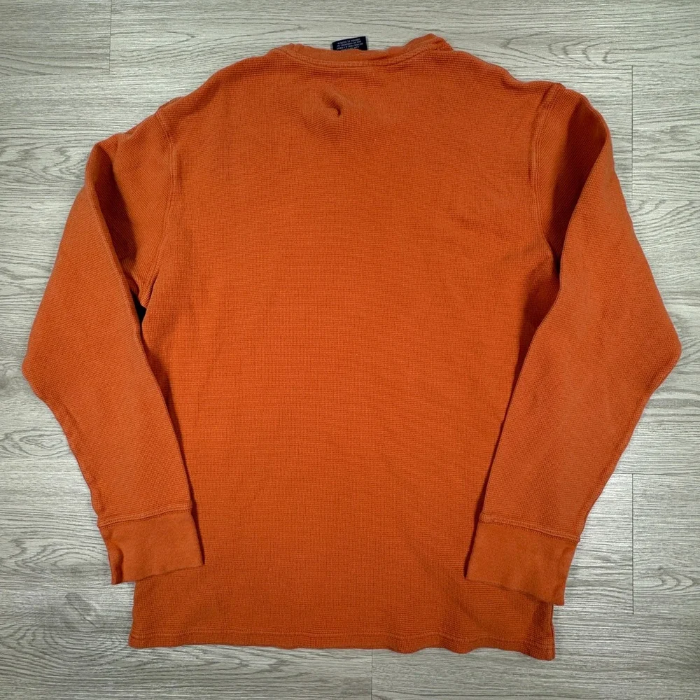 Polo Ralph Lauren Mens Shirt Sleepwear Thermal Waffle Knit Orange Large Pony